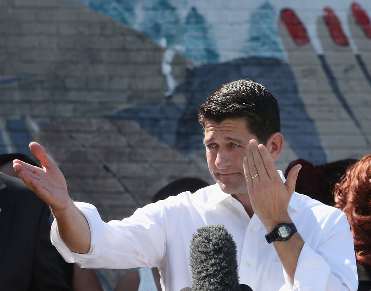 Ryan in Anacostia&nbsp;on Tuesday&nbsp;(Photo by Mark Wilson/Getty Images)</p>  