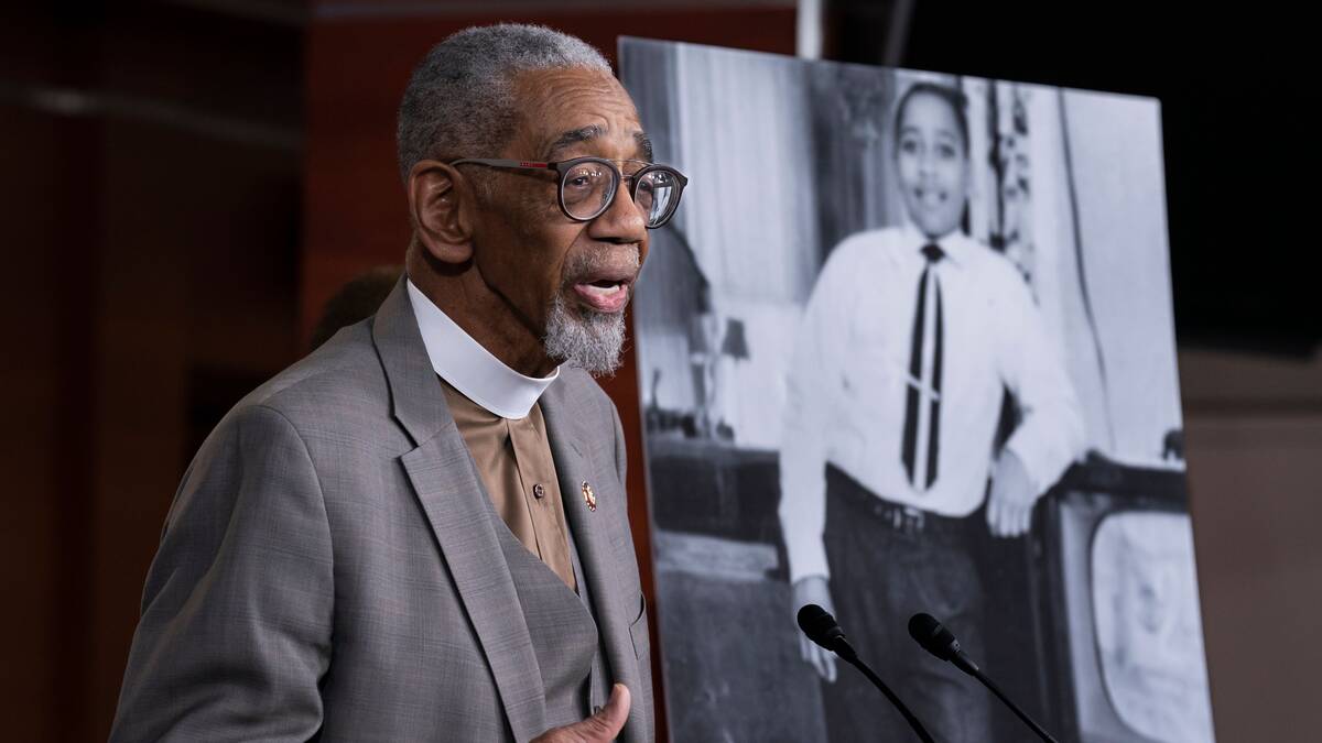 Rep. Bobby L. Rush (D-Ill.) speaks during a news conference about the Emmett Till Antilynching Act on Feb. 26, 2020. (J. Scott Applewhite/AP Photo)