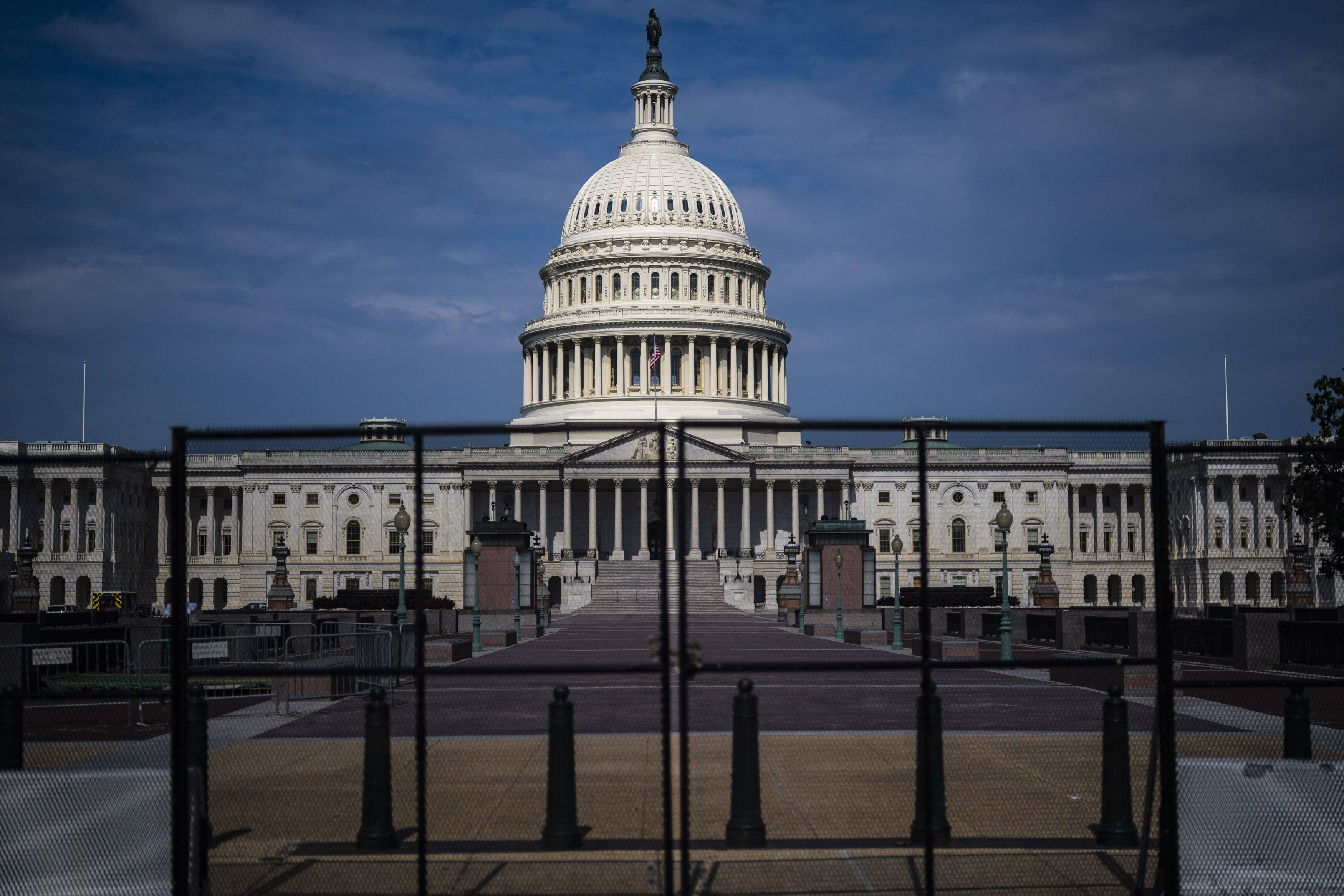 Fencing, erected after the Jan. 6 Capitol riot, seen on Capitol Hill on July 9. (Jabin Botsford/The Washington Post)