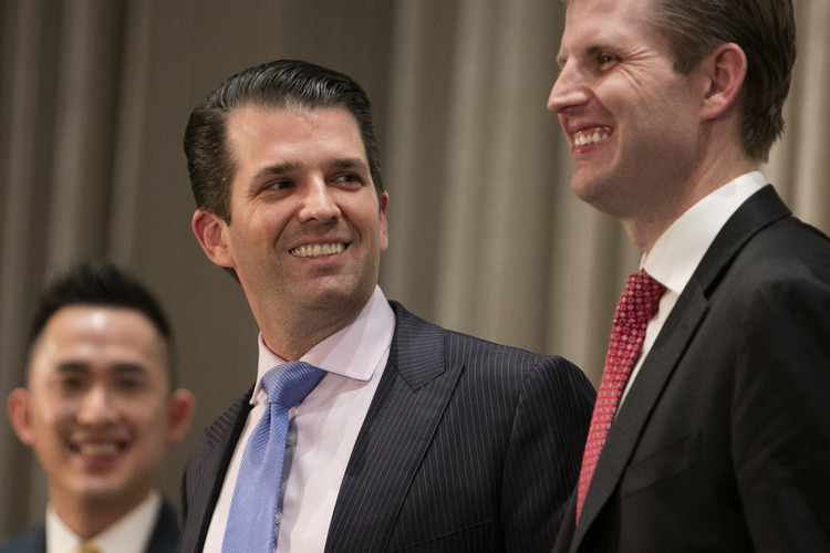 Don Jr. and Eric Trump attend the opening ceremony of the Trump International Hotel in Vancouver on Feb. 28. (Rafal Gerszak for The Washington Post)</p>