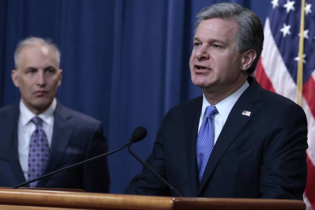 FBI Director Christopher A. Wray touted collaboration with the private sector in disrupting a botnet. (Anna Moneymaker/Getty Images)