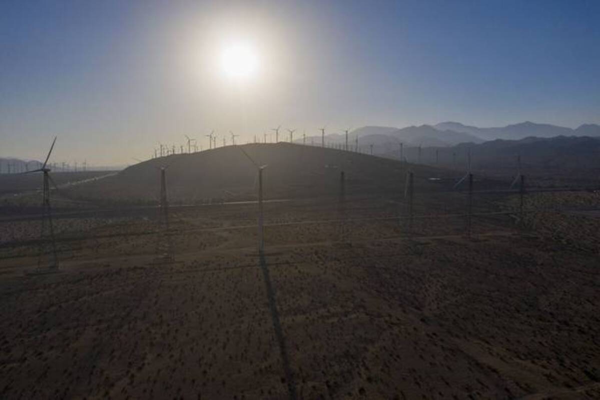 Turbines at the San Gorgonio Pass wind farm in California. (Bing Guan/Bloomberg News)