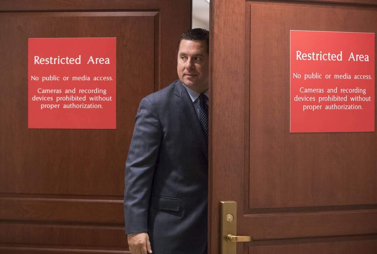 House Intelligence Committee Chairman Devin Nunes (R-Calif.) returns to a secure area in the Capitol on Jan. 16, 2018. (J. Scott Applewhite/AP Photo)