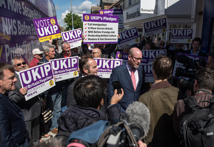 UK Independence Party (UKIP) leader Paul Nuttall campaigns&nbsp;in Clacton-on-Sea.&nbsp;(Chris Ratcliffe/AFP/Getty Images)</p>  