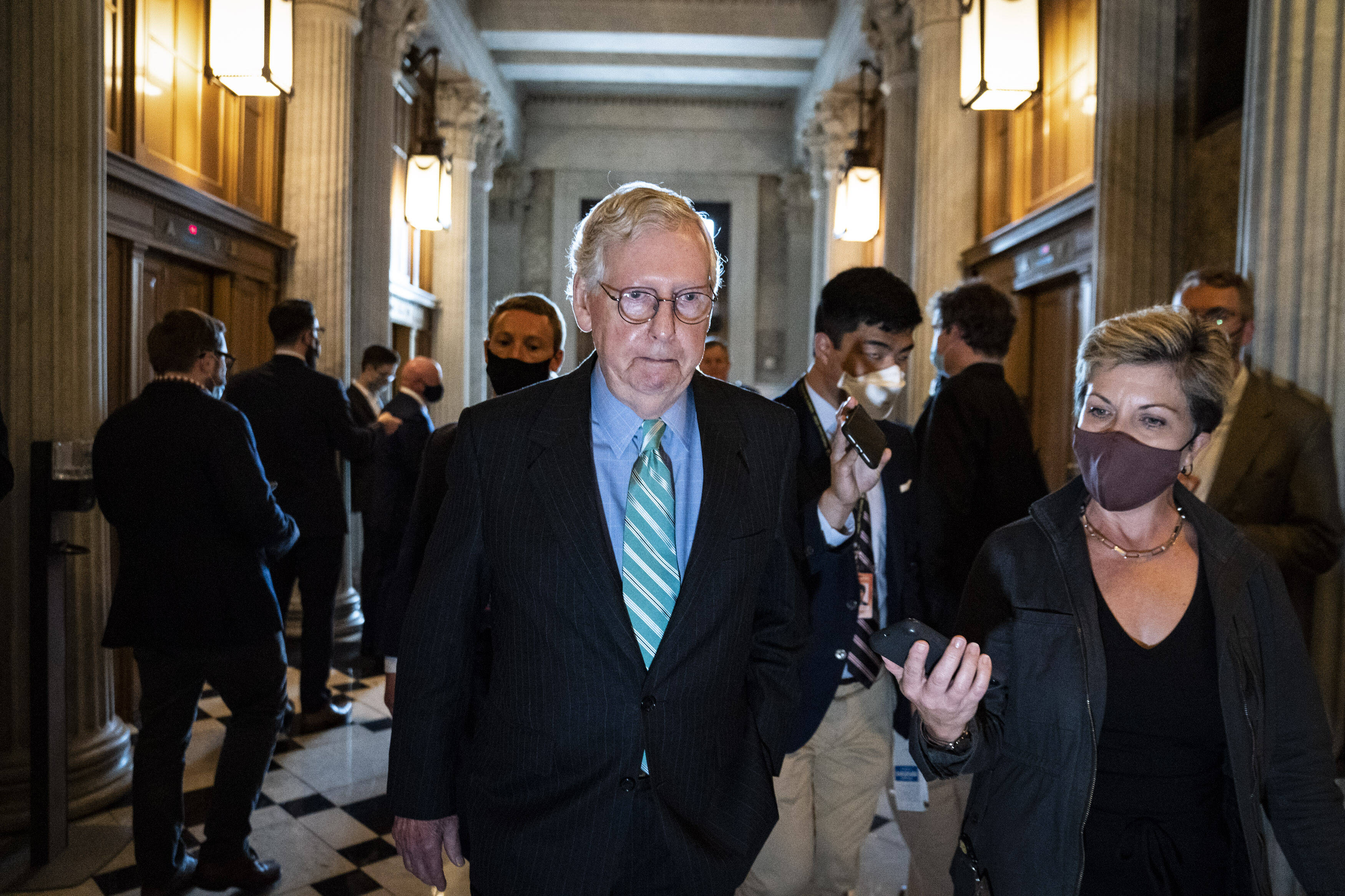 Senate Minority Leader Mitch McConnell (R-Ky.) helped Democrats avoid a debt ceiling catastrophe this week. (Jabin Botsford/The Washington Post)