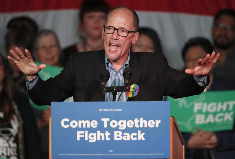 DNC Chairman Tom Perez, speaks to a crowd of supporters in Salt Lake City, Utah. (George Frey/Getty Images)  