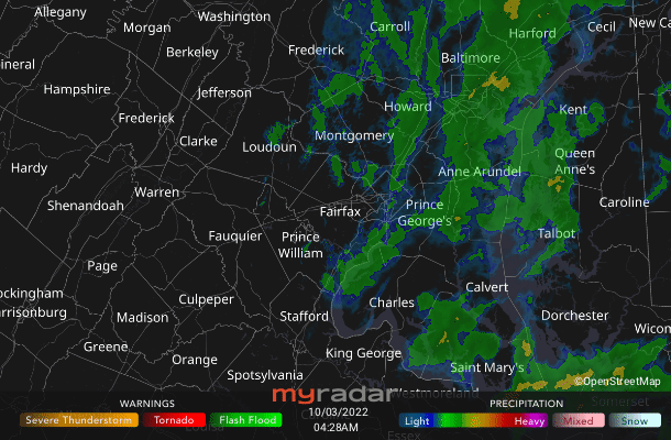 Radar courtesy MyRadar | © OpenStreetMap contributors