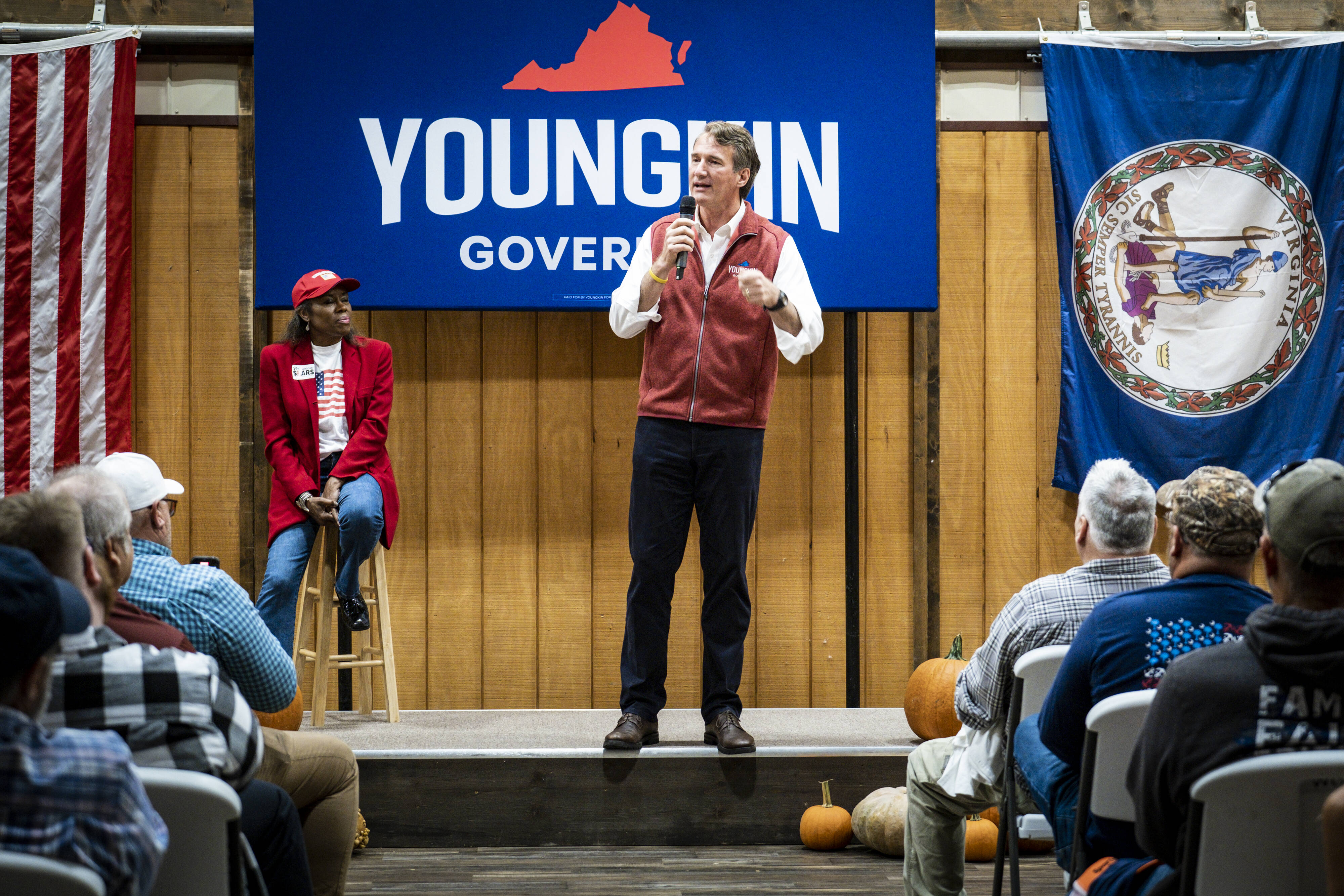 Glenn Youngkin campaigns Thursday. (Pete Marovich for The Washington Post)