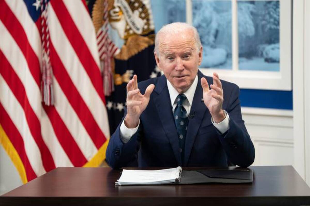 President Joe Biden meets virtually with farmers and ranchers. (Chris Kleponis/POOL/EPA-EFE/Shutterstock)