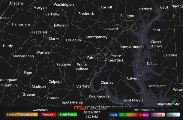 Radar courtesy MyRadar | © OpenStreetMap contributors