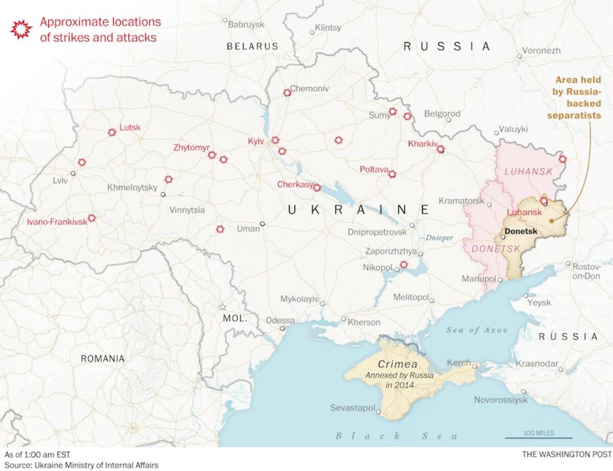 Map: Locations that were hit