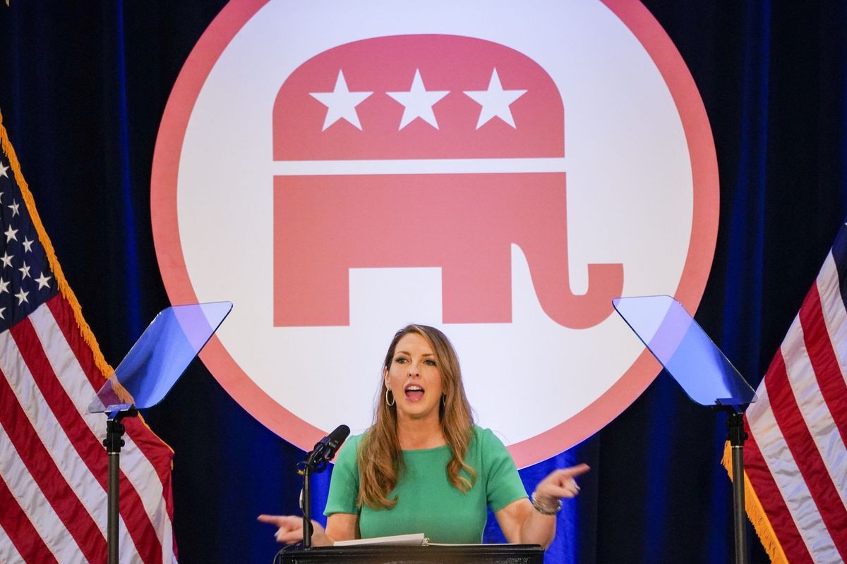 The resolution came as Ronna McDaniel won her fourth term as chair of the Republican National Committee. (Kyle Grillot/Bloomberg News)