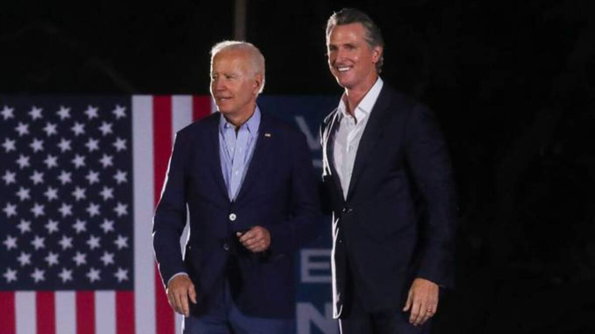 President Biden campaigned last night with California Gov. Gavin Newsom (D). (Leah Millis/Reuters)