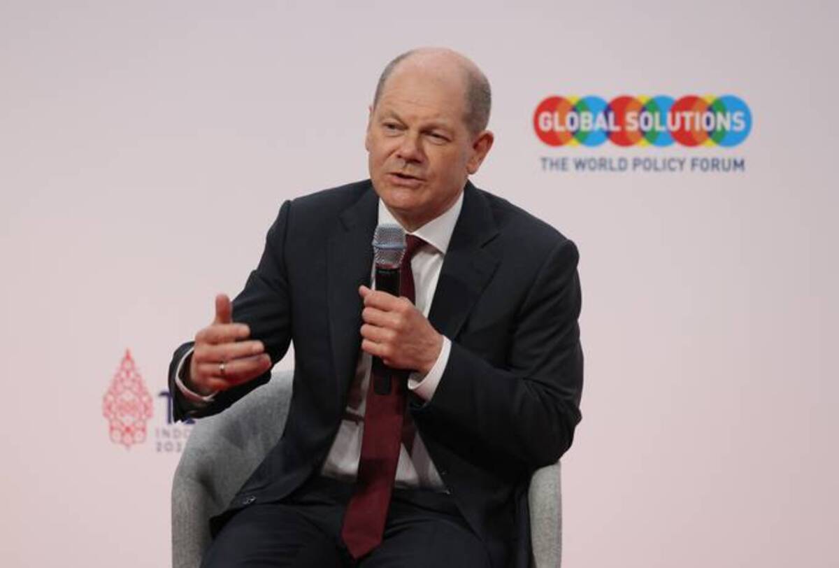 German Chancellor Olaf Scholz speaks at the 2022 Global Solutions summit in Berlin, Germany, 28 March 2022. (Photo by SEAN GALLUP/POOL/EPA-EFE/Shutterstock)