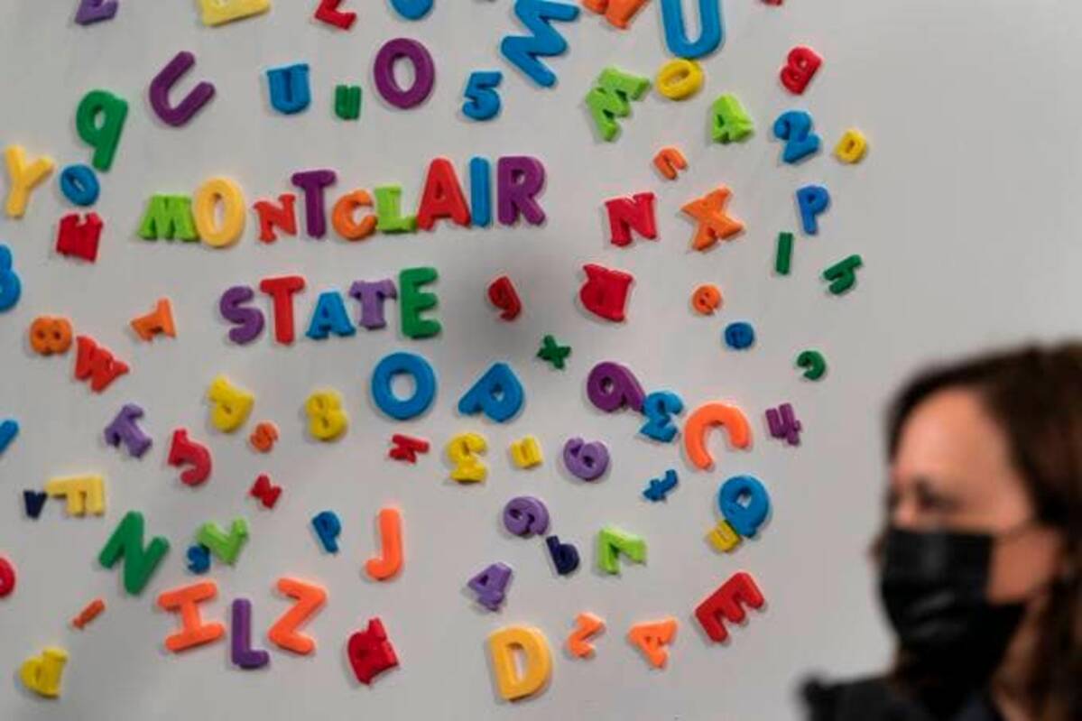 Vice President Kamala Harris speaks about childcare at the Ben Samuels Children's Center at Montclair State University, in Little Falls, N.J. (AP Photo/Jacquelyn Martin)