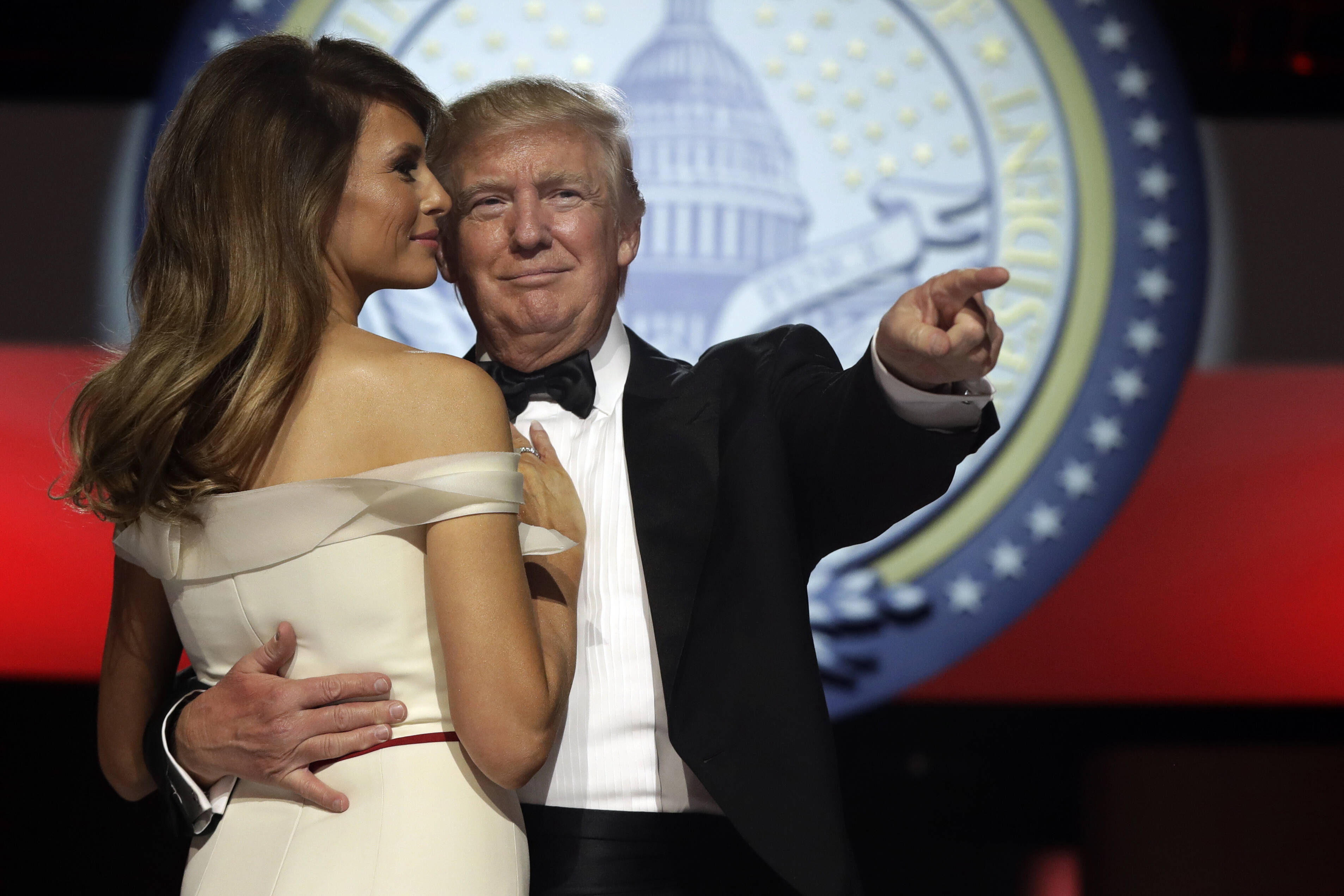 President Donald Trump and first lady Melania Trump at an inaugural ball in 2017. (Alex Brandon/AP)