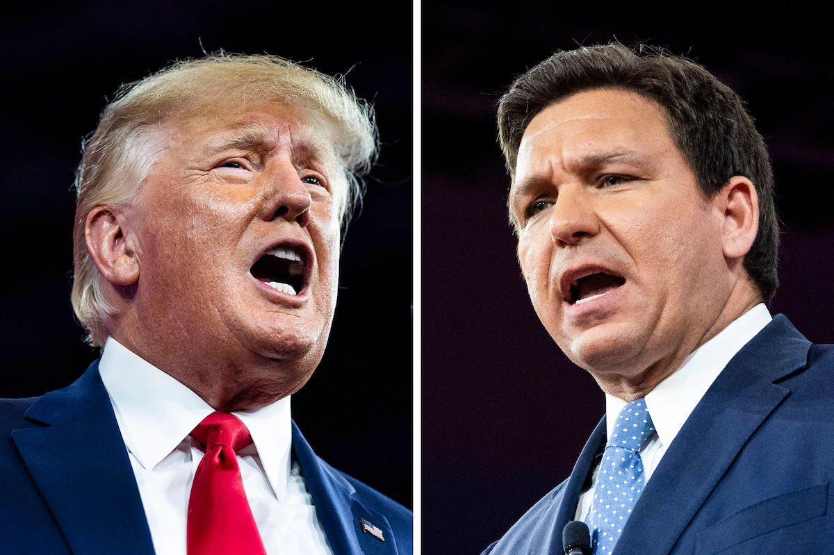 Former president Donald Trump and Florida Gov. Ron DeSantis (R) have exchanged barbs in recent days over their handling of the coronavirus pandemic. (Jabin Botsford/The Washington Post)