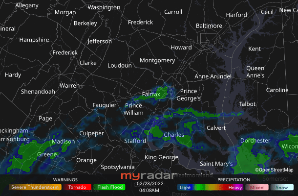 Radar courtesy MyRadar | © OpenStreetMap contributors