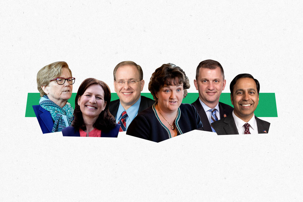 (Washington Post illustration; Robert F. Bukaty/AP; Elaine Thompson/AP; Andre Chung for The Washington Post; Courtesy of the offices of Casten, Langevin and Krishnamoorthi; iStock)