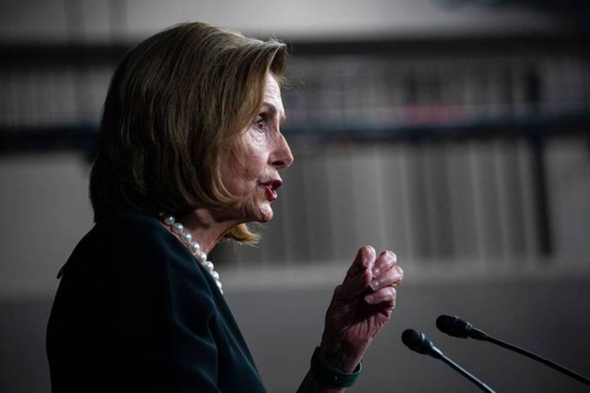 House Speaker Nancy Pelosi, a Democrat from California, speaks during a news conference at the U.S. Capitol on Thursday. (Al Drago/Bloomberg)