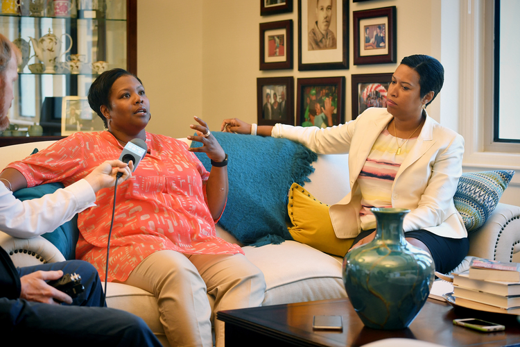 Kaya Henderson talks about her time as the chancellor of D.C. schools in Mayor Muriel Bowser's office last summer. (Marvin Joseph/The Washington Post)</p>  
