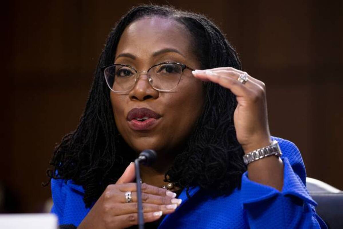 Judge Ketanji Brown Jackson testifies on the third day of the Senate judiciary committee confirmation hearing on her nomination to be the first black female judge on the Supreme Court. (Michael Reynolds-EPA-EFE-Shutterstock)&nbsp;