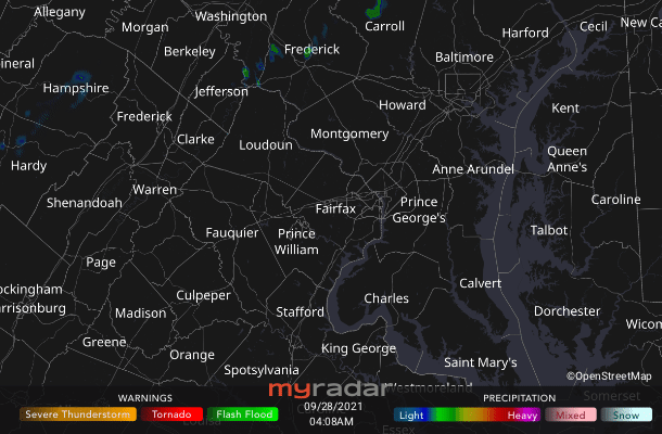 Radar courtesy MyRadar | © OpenStreetMap contributors