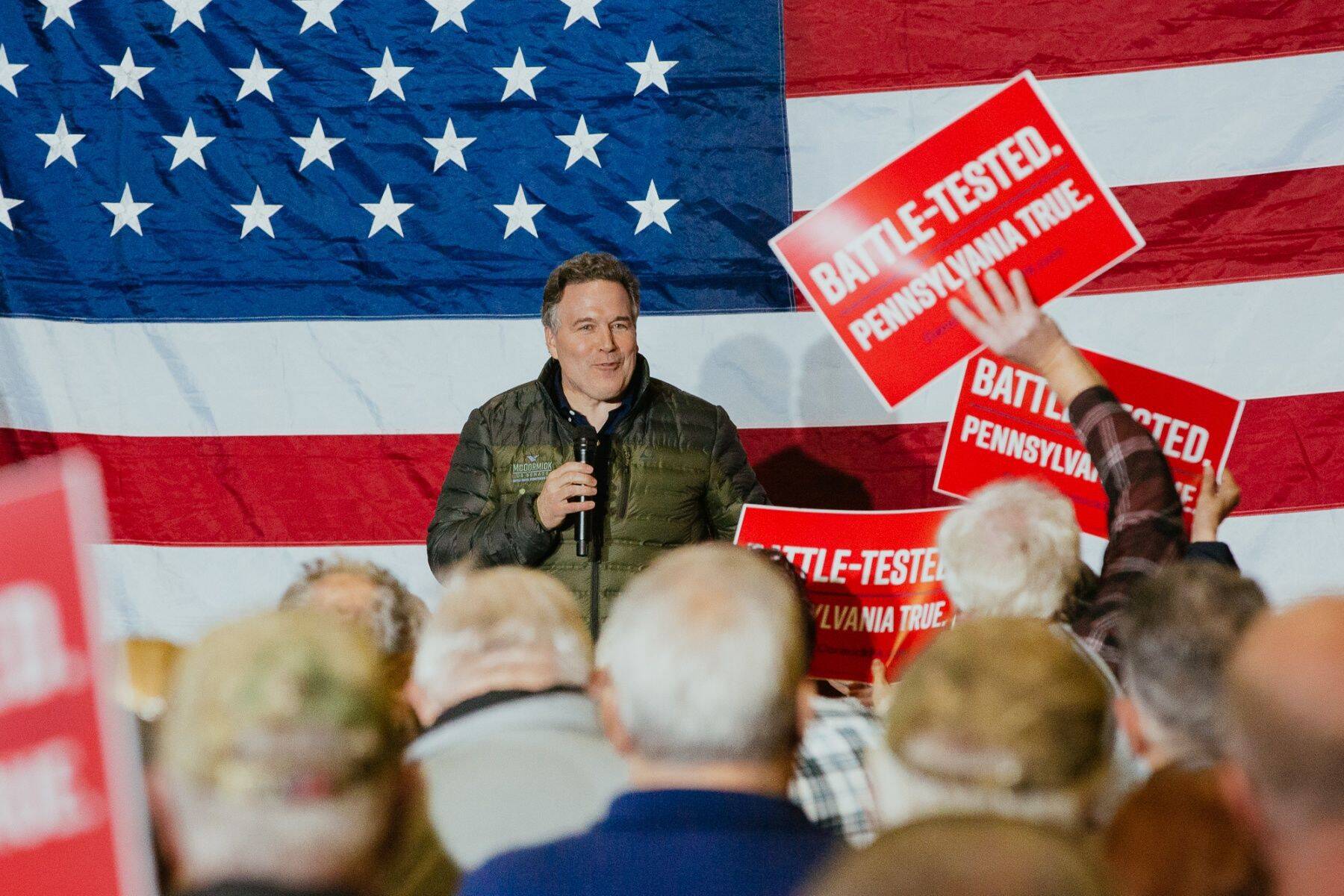 David McCormick during a campaign event in Coplay, Pa. (Michelle Gustafson/Bloomberg News)