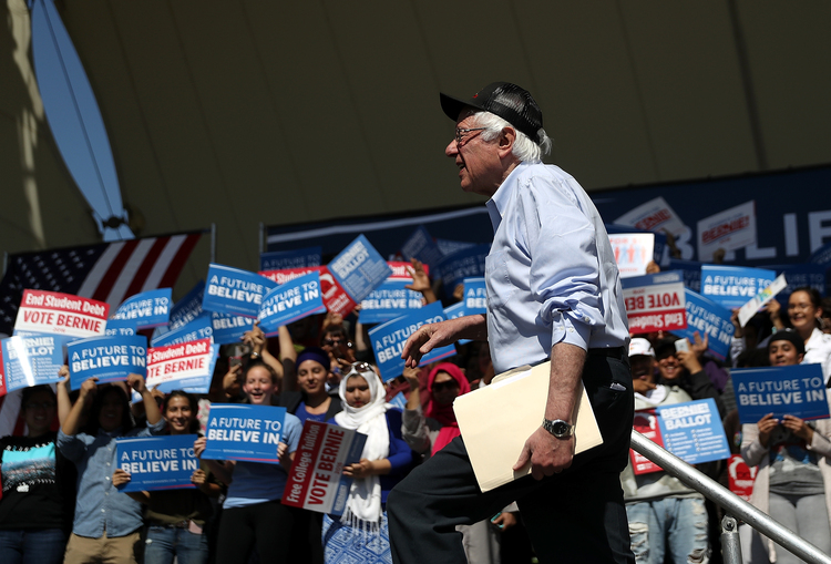 Bernie (Photo by Justin Sullivan/Getty Images)</p>  