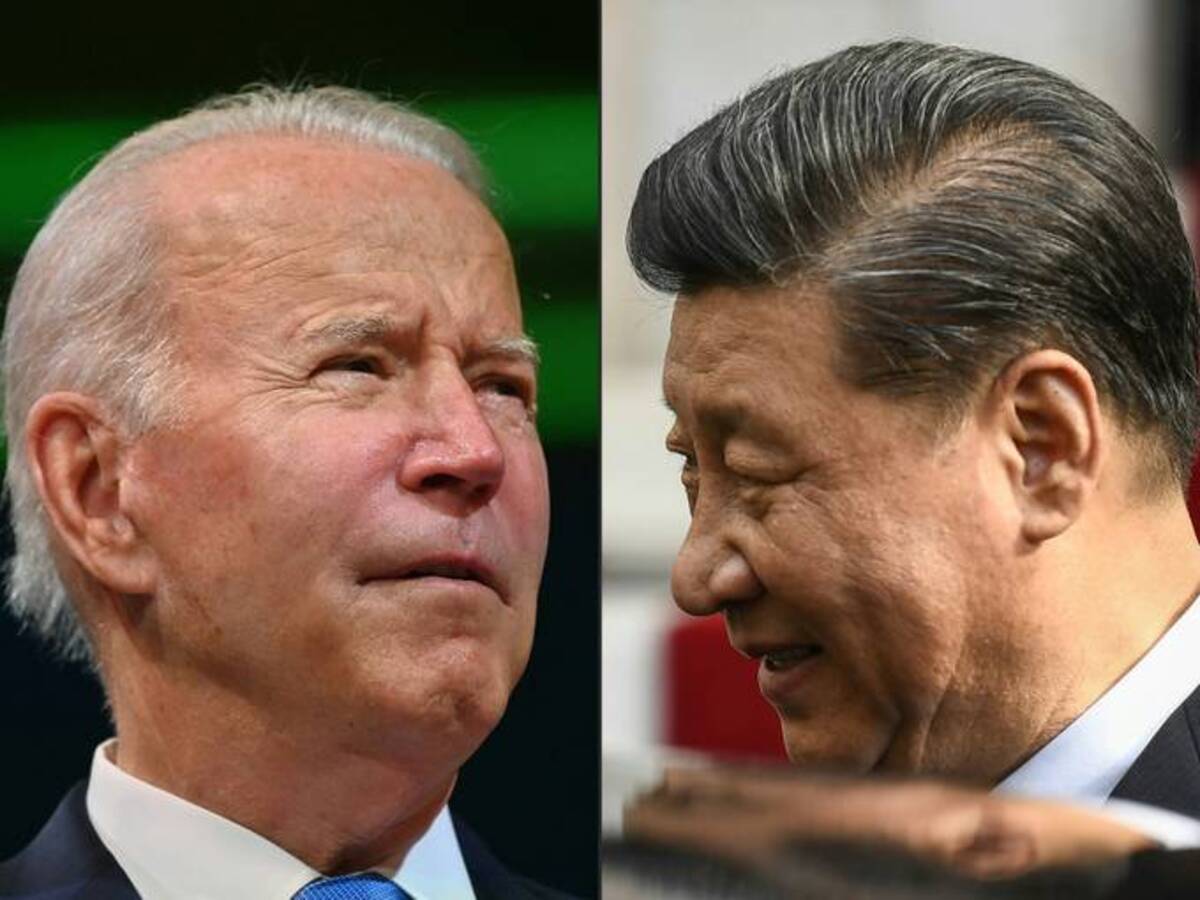 This combination of pictures shows President Biden during the COP26 UN Climate Change Conference in Glasgow on Nov. 2 and Chinese President Xi Jinping in Athens on Nov. 11, 2019. (Photo by Paul ELLIS and Aris MESSINIS / various sources / AFP)&nbsp;
