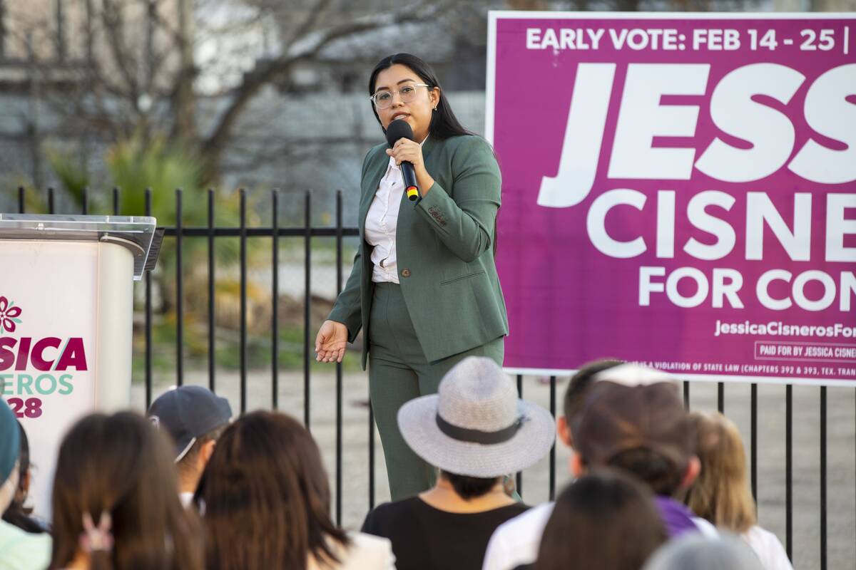 Jessica Cisneros at an early vote kickoff event in San Antonio on Feb. 22. (Matthew Busch/Bloomberg News)