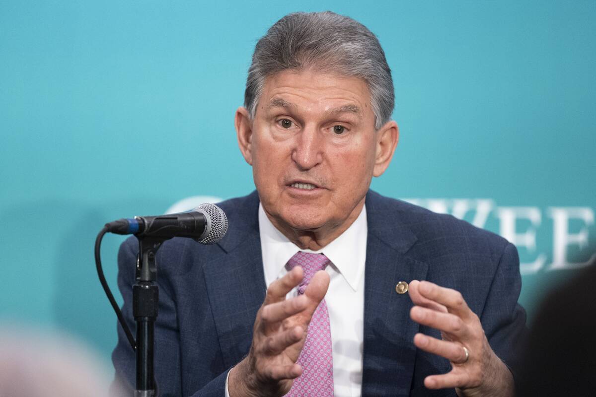Sen. Joe Manchin III (D-W.Va.) at the CERAWeek conference in Houston. (F. Carter Smith/Bloomberg News)