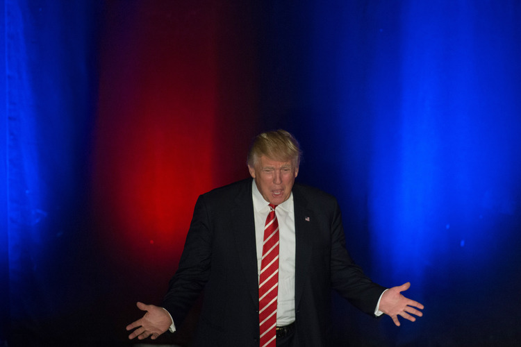 Trump speaks at an Atlanta rally yesterday.&nbsp;(Branden Camp/Getty Images)</p>  
