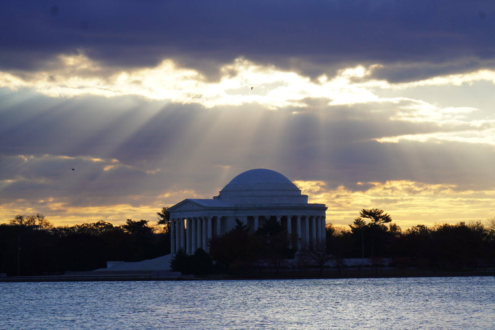 Sun mixed with clouds over the Tidal Basin on Friday.