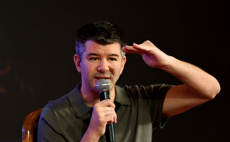 Uber CEO Travis Kalanick&nbsp;speaks last December at an event in New Delhi. (Money Sharma/AFP/Getty Images)</p>  