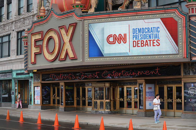 The Fox Theatre in Detroit is hosting the debates tonight and tomorrow. (Scott Olson/Getty Images)  
