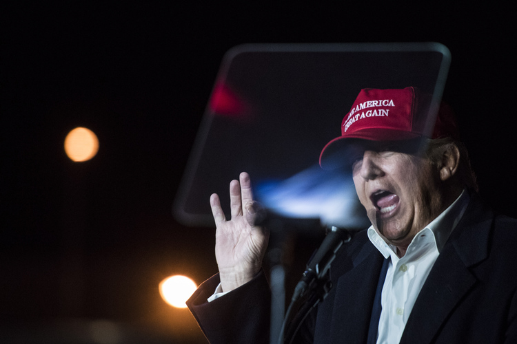 Trump speaks last night in Pennsylvania. (Jabin Botsford/The Washington Post)</p>  