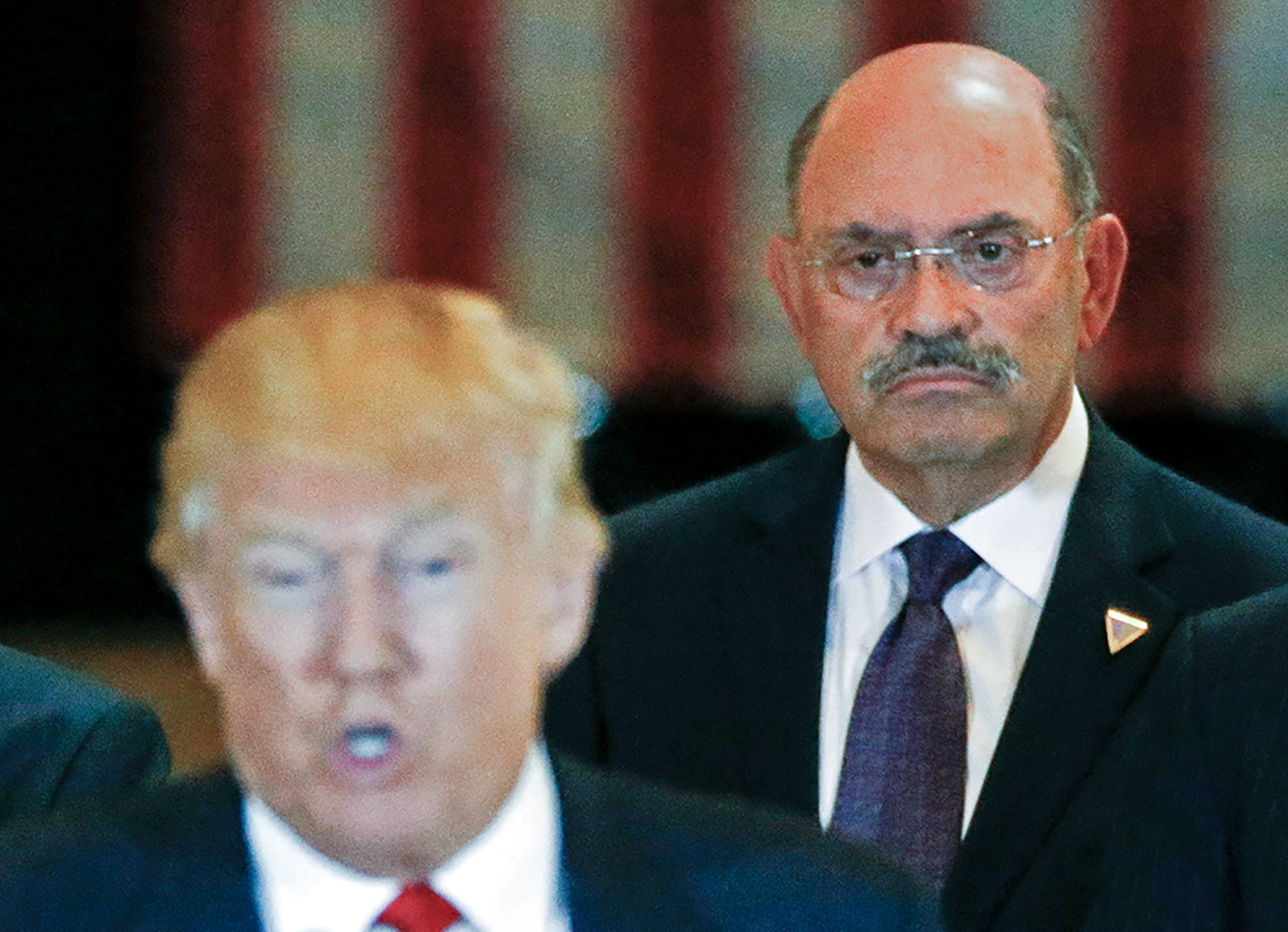 Weisselberg during a Trump news conference at Trump Tower in 2016. (Photo by Carlo Allegri/Reuters)