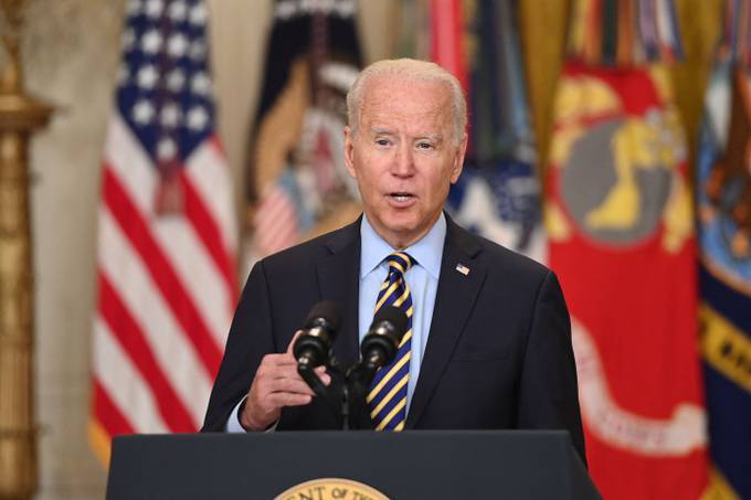 President Biden speaks about the situation in Afghanistan from the East Room of the White House on Thursday. (Saul Loeb/AFP/Getty Images)