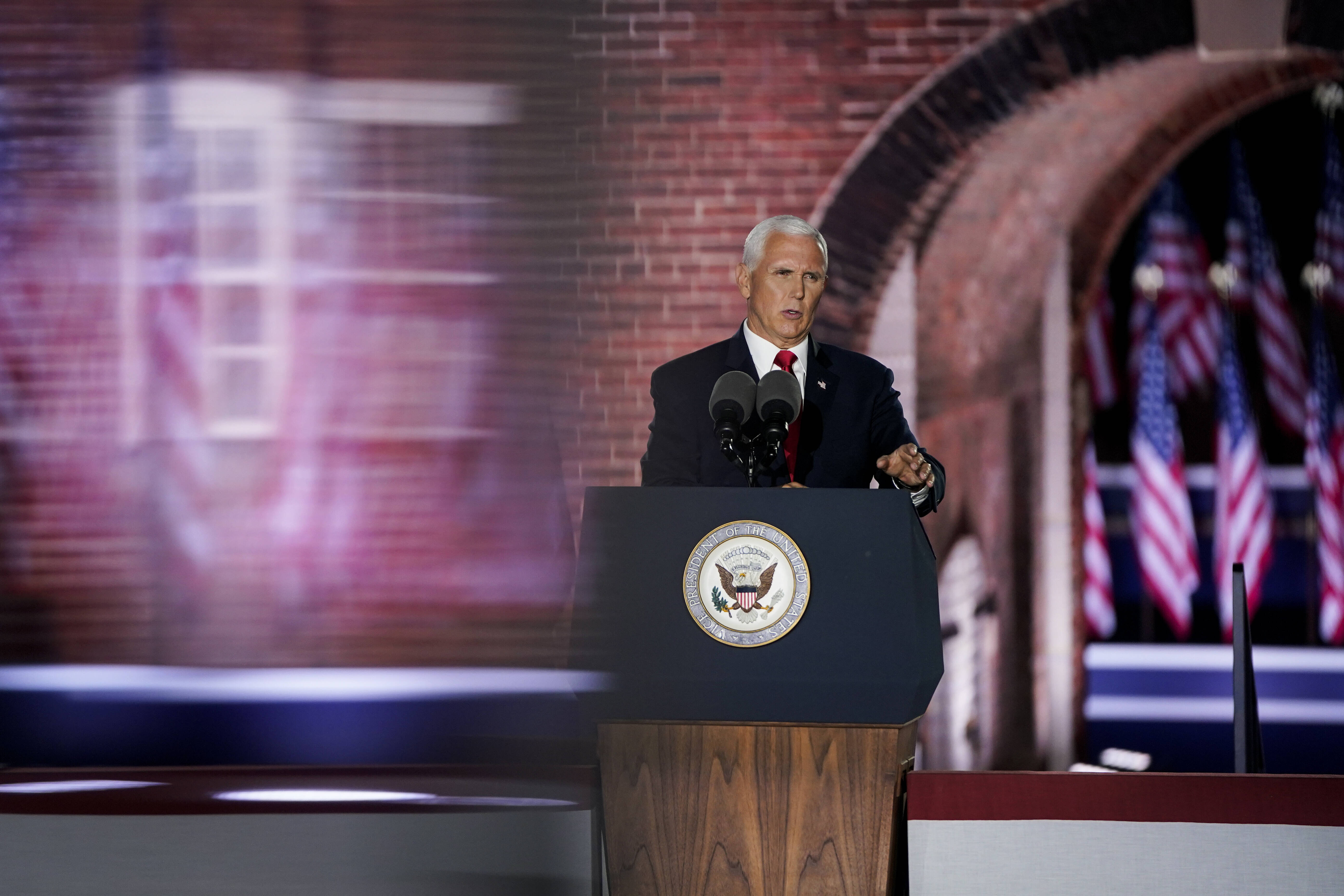 Vice President Mike Pence speaks in 2020 at the Republican National Convention. (Jabin Botsford/The Washington Post)