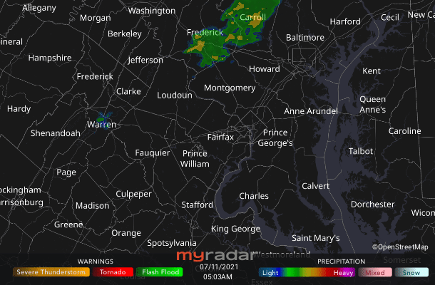 Radar courtesy MyRadar | © OpenStreetMap contributors