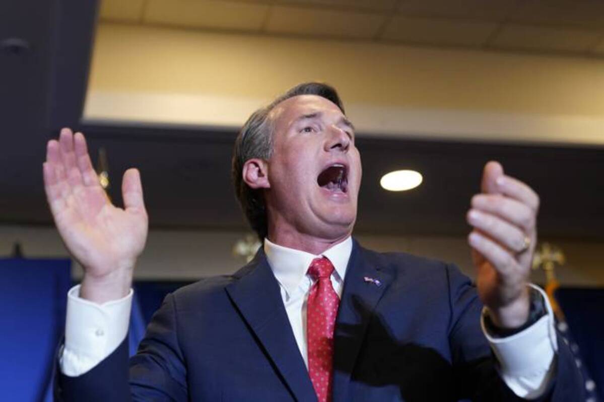Virginia Gov.-elect Glenn Youngkin arrives to speak at an election night party in Chantilly, Va., on Wednesday. (Andrew Harnik/AP)