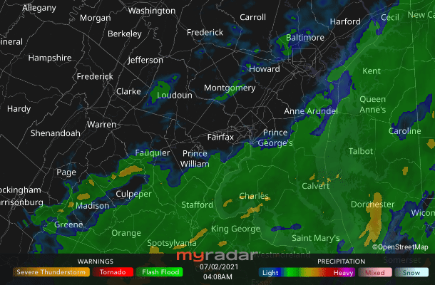 Radar courtesy MyRadar | © OpenStreetMap contributors