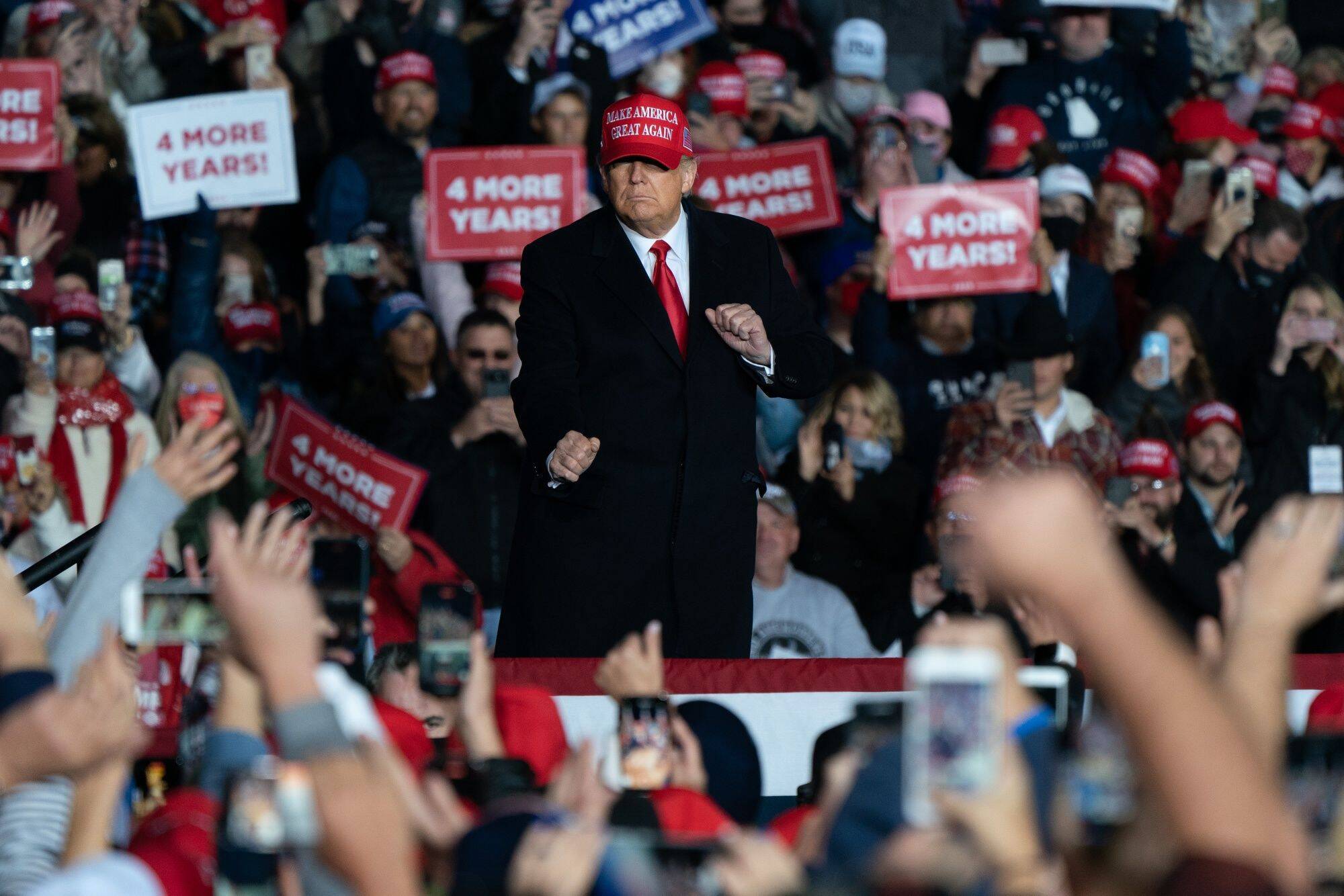 Donald Trump during a campaign rally in Rome, Ga., on Nov. 1, 2020. (Elijah Nouvelage/Bloomberg News)