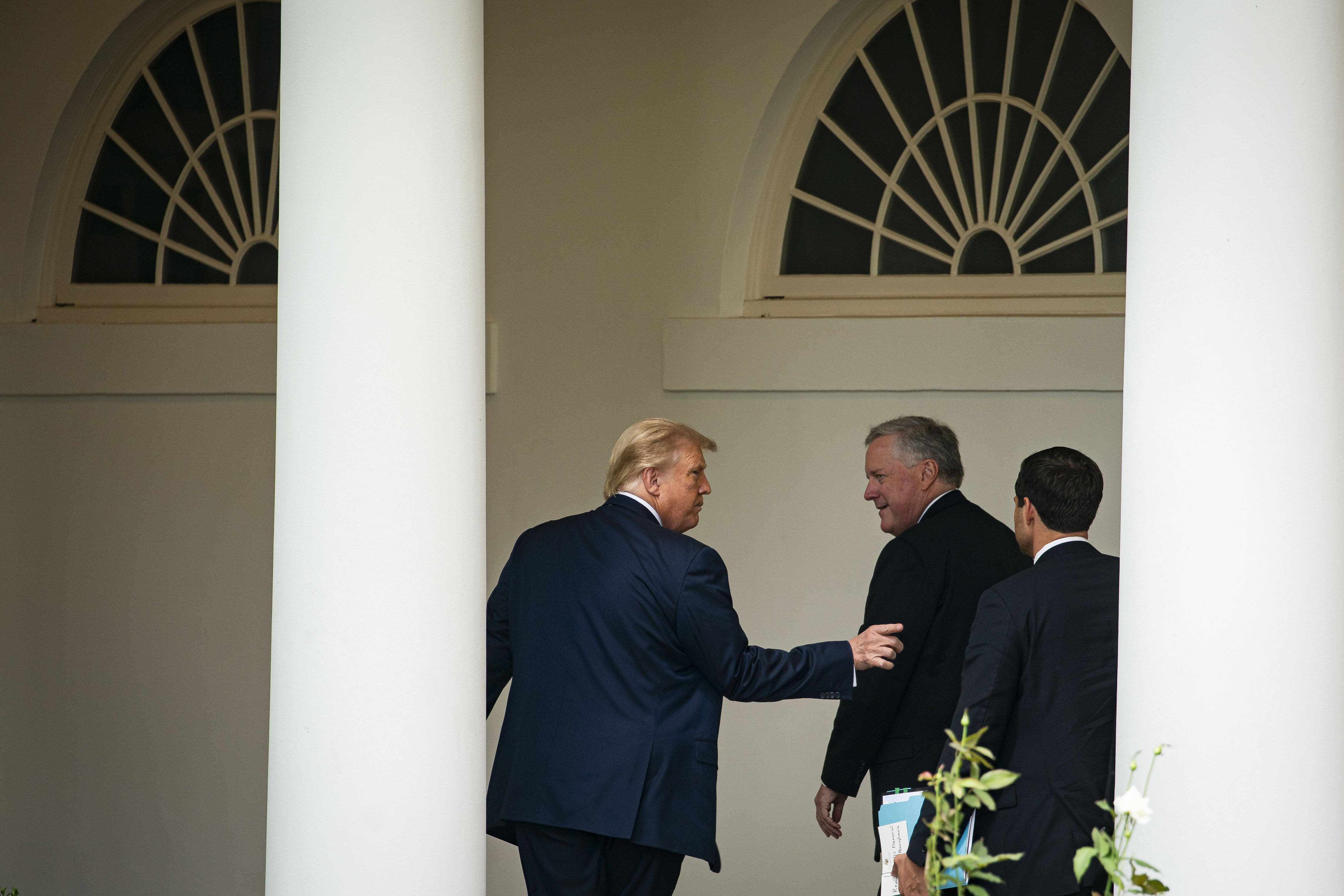 President Donald Trump with White House chief of staff Mark Meadows in 2020. (Al Drago for The Washington Post)