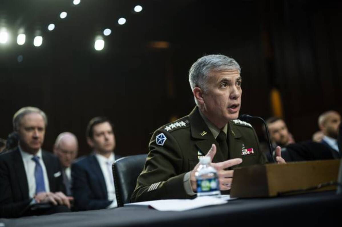 Gen. Paul Nakasone, who leads the National Security Agency and U.S. Cyber Command, testified alongside other intelligence officials. (Jabin Botsford/The Washington Post)