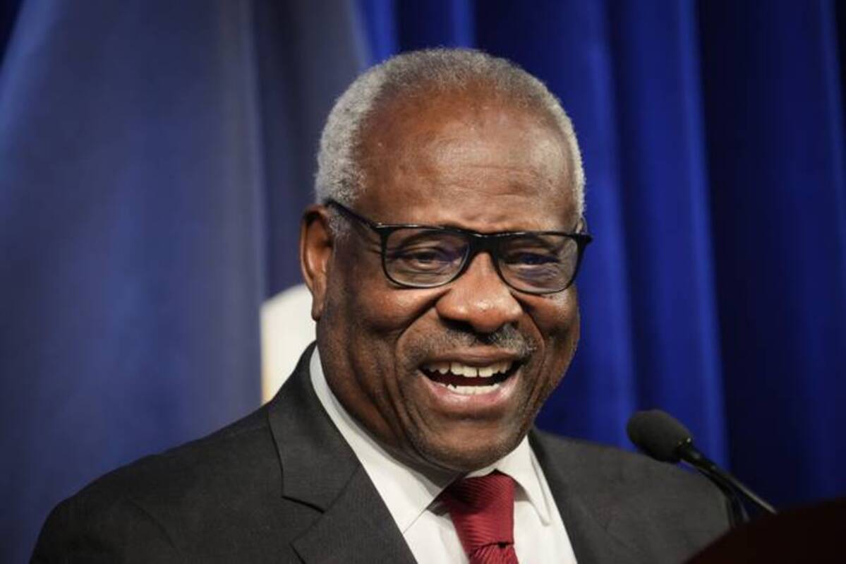 Associate Supreme Court Justice Clarence Thomas speaks at the Heritage Foundation on Oct. 21, 2021. (Drew Angerer/Getty Images)