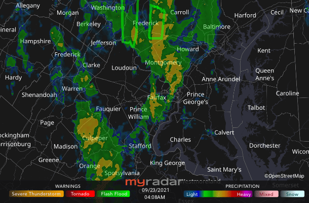 Radar courtesy MyRadar | © OpenStreetMap contributors