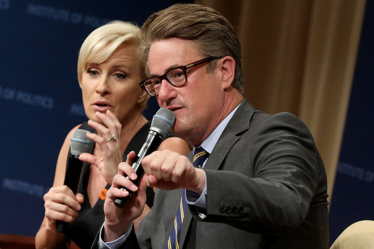 MSNBC 'Morning Joe' hosts Joe Scarborough and Mika Brzezinski are interviewed at the National Archives. (Chip Somodevilla/Getty)  