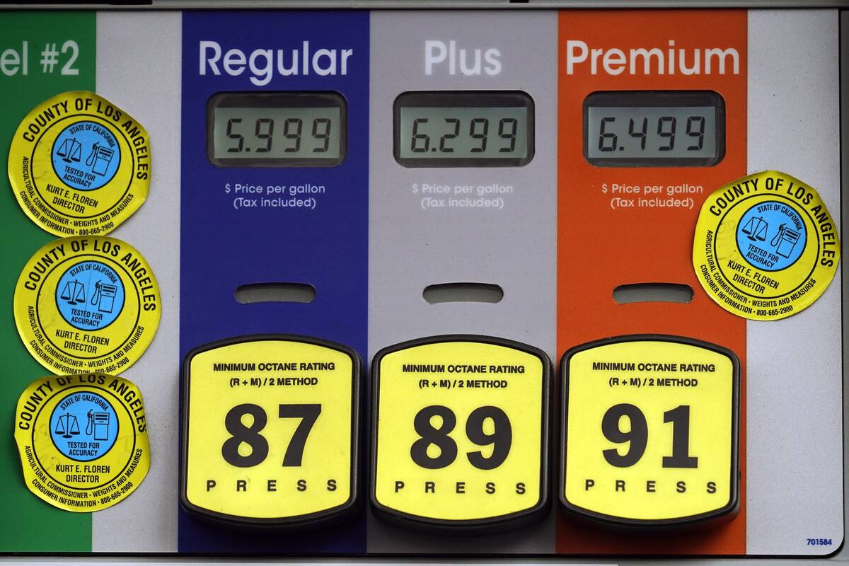 Prices at a full-service gas station in Beverly Hills, Calif. (Damian Dovarganes/AP)